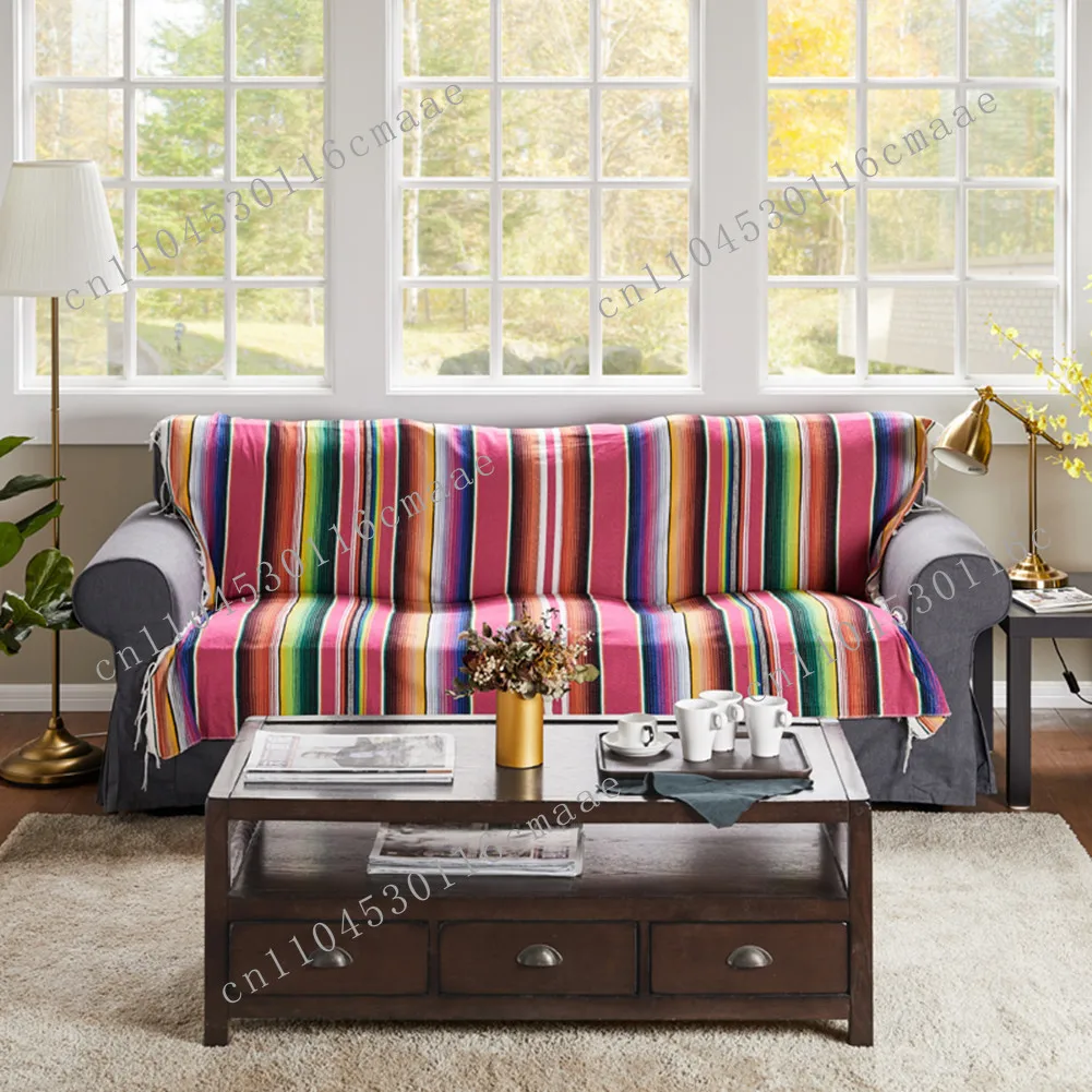 

New Ethnic Style Tablecloth, Beach Blanket, Cotton Handmade Rainbow , Home Tapestry, Mat