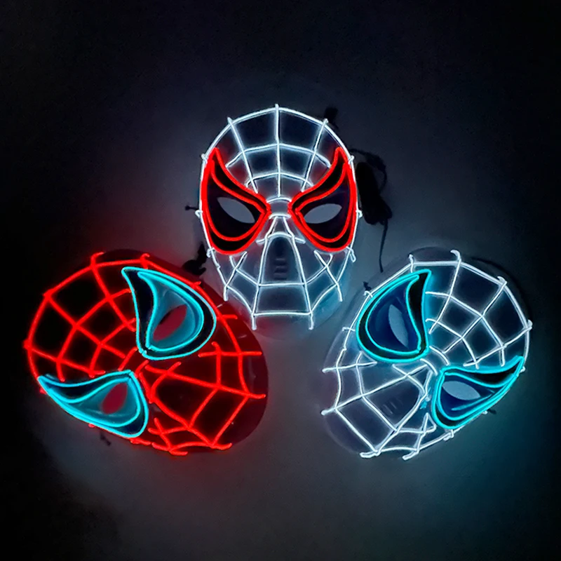 

2024 New Arrival Halloween Disguise Mask Cosplay Spider Full Face Mask Halloween Children Headwear Gift Luminous Led Mask