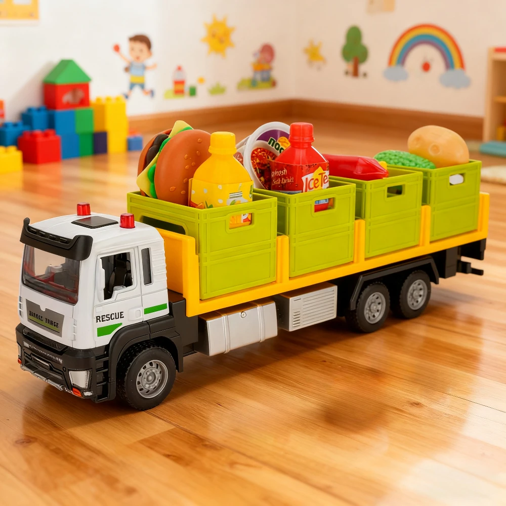 

1:32 Fruit and Vegetable Transport Vehicle Alloy Diecast Model Toy Car Metal Locomotive Inertial Wheel Engineering Truck Boy Toy