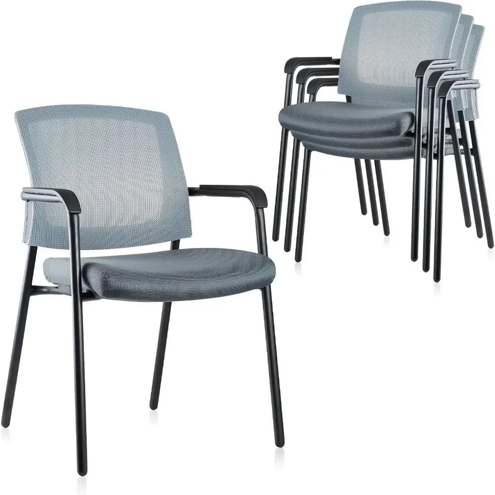 

Office Reception Guest Chair Mesh Back Stacking with Ergonomic Lumbar Support and Thickened Seat Cushion