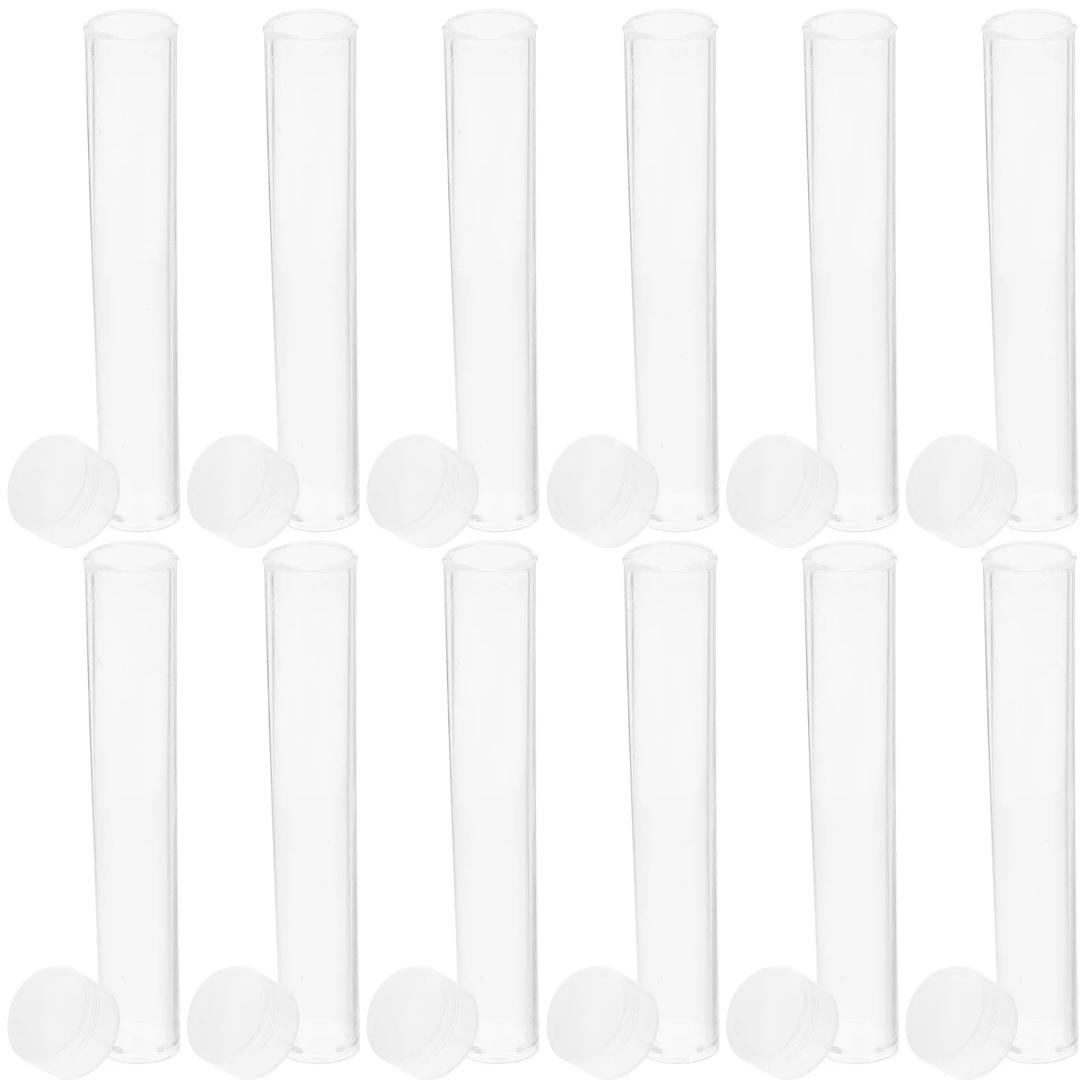25 Pcs Test Tube Storage Tubes Transparent Clear with Caps Cover Plastic Lid for Laboratory