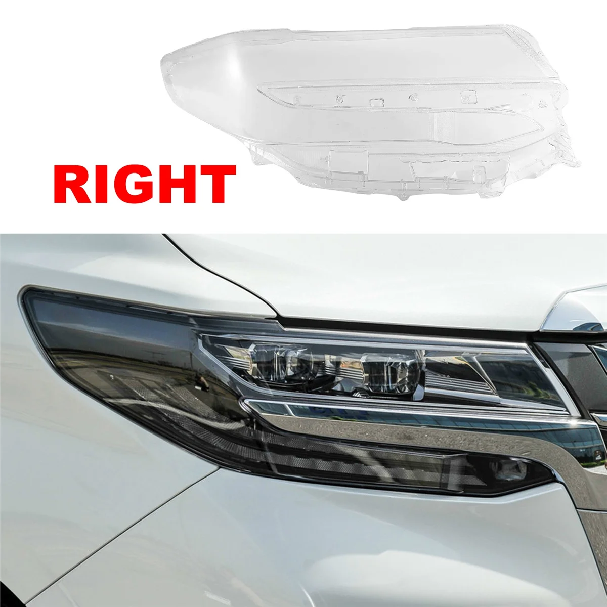 

A48M-Professional Car Front Right Headlight Lens for Toyota Alphard 2018-2020 Car Head Light Lamp Cover Glass Replacement Clear