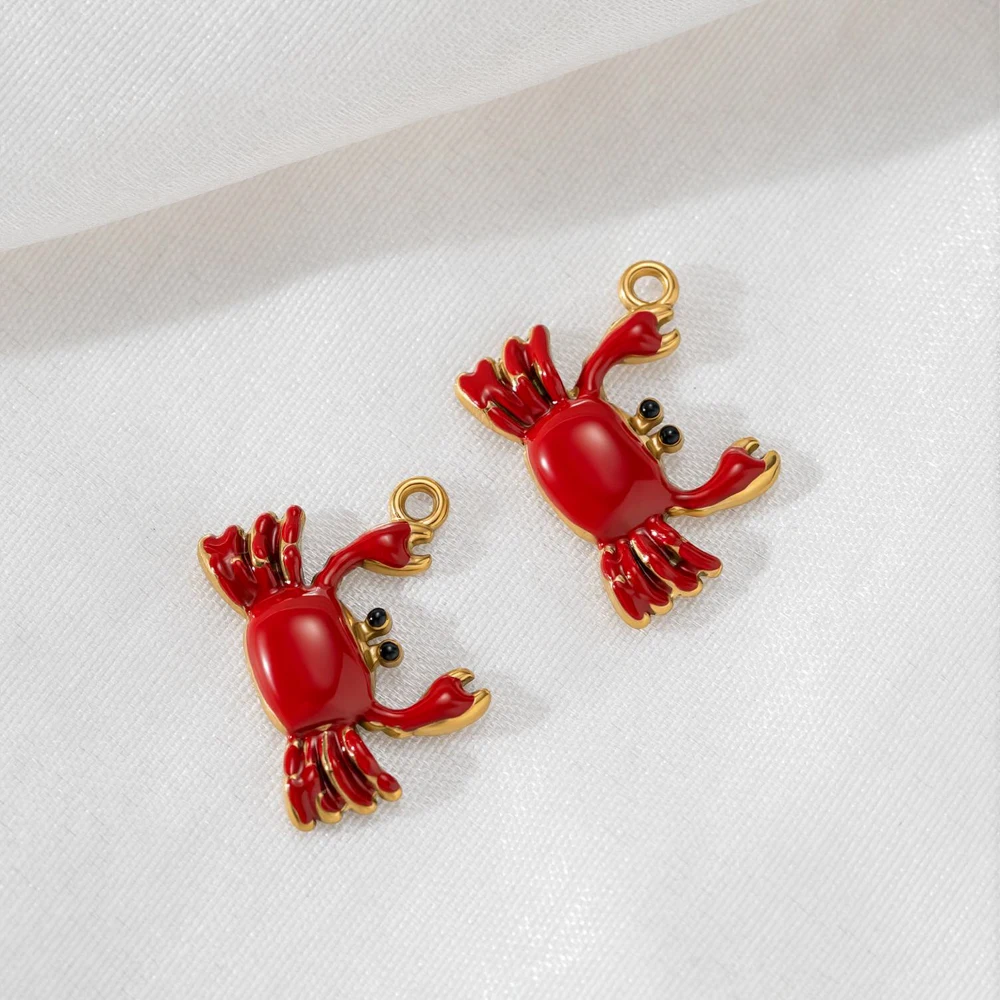 2 Stück Edelstahl Cartoon-Hummer-Anhänger, Niedliche Hummer-Charms für DIY Ohrringe, Halsketten, Armbänder, Schmuckherstellung – Detail 5
