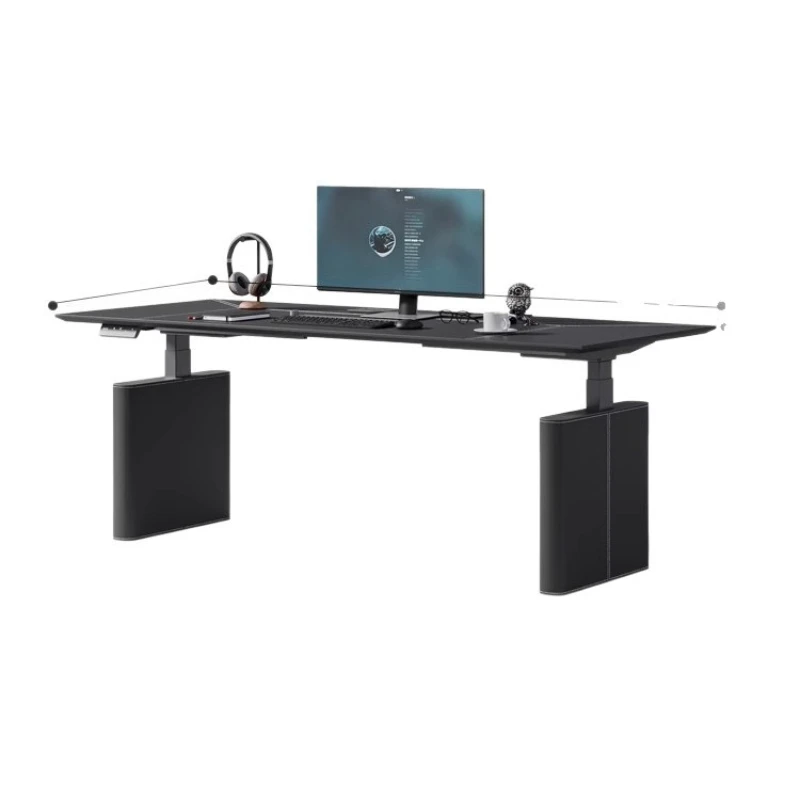 

Intelligent electric lifting computer table saddle leather desk double desk e-sports table study workbench