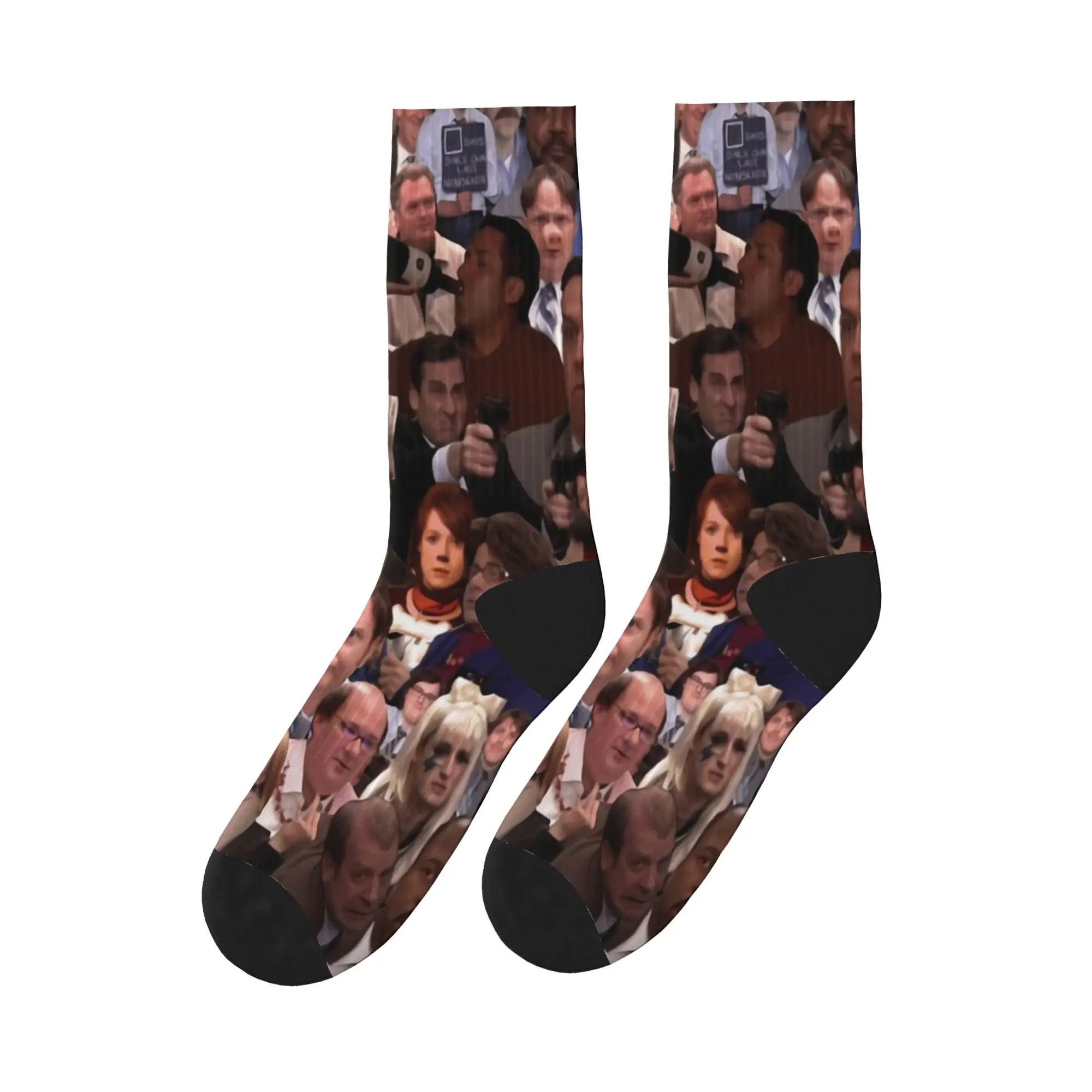 

Носки для офисного коллажа Dwight Schrute, зимние чулки, забавные мужские дышащие носки унисекс, дизайнерские спортивные противоскользящие носки для бега