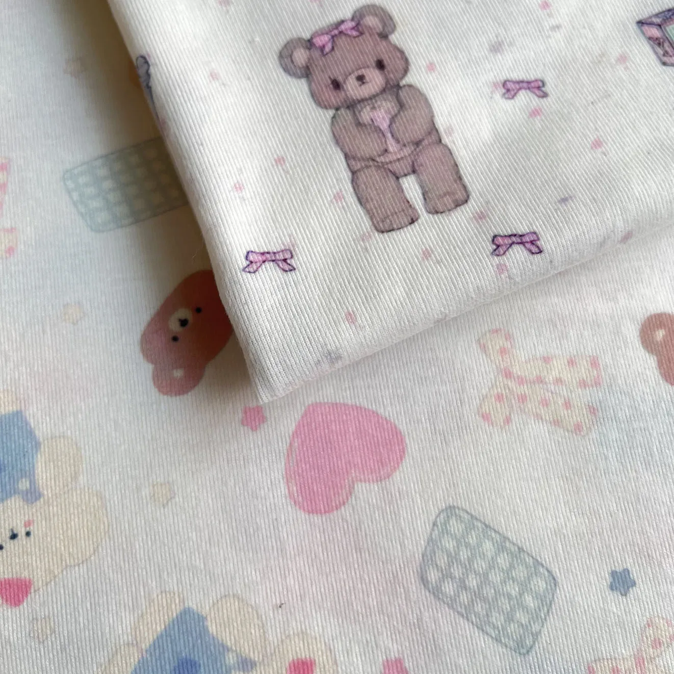 2025 Tessuto lavorato a maglia stampato simpatico cartone animato Materiale morbido ed elastico in jersey per vestiti fai da te Abbigliamento per neonati e bambini