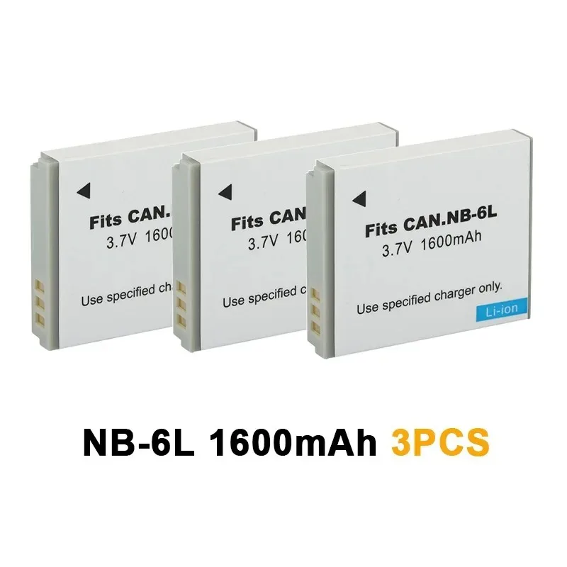 3.7V 1600mAh NB-6L for Canon PowerShot D10 D30 S95 SX280 SX510 HS IXUS 95IS 200 25IS SD770 IS Camera Battery