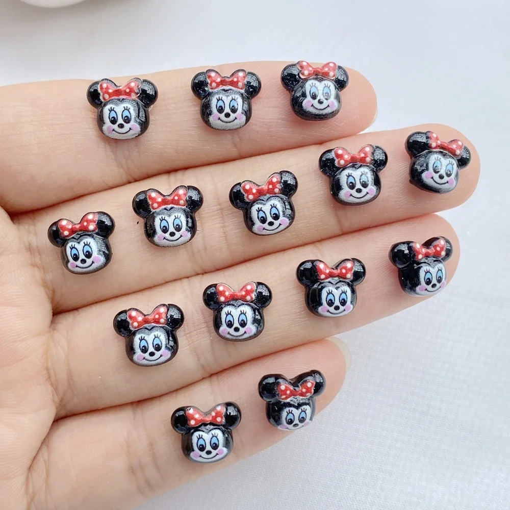 50 Pcs New Cute Resin Cartoon Mouse Head Flat Back Ornament Jewelry Making Manicure Hairwear Accessorie