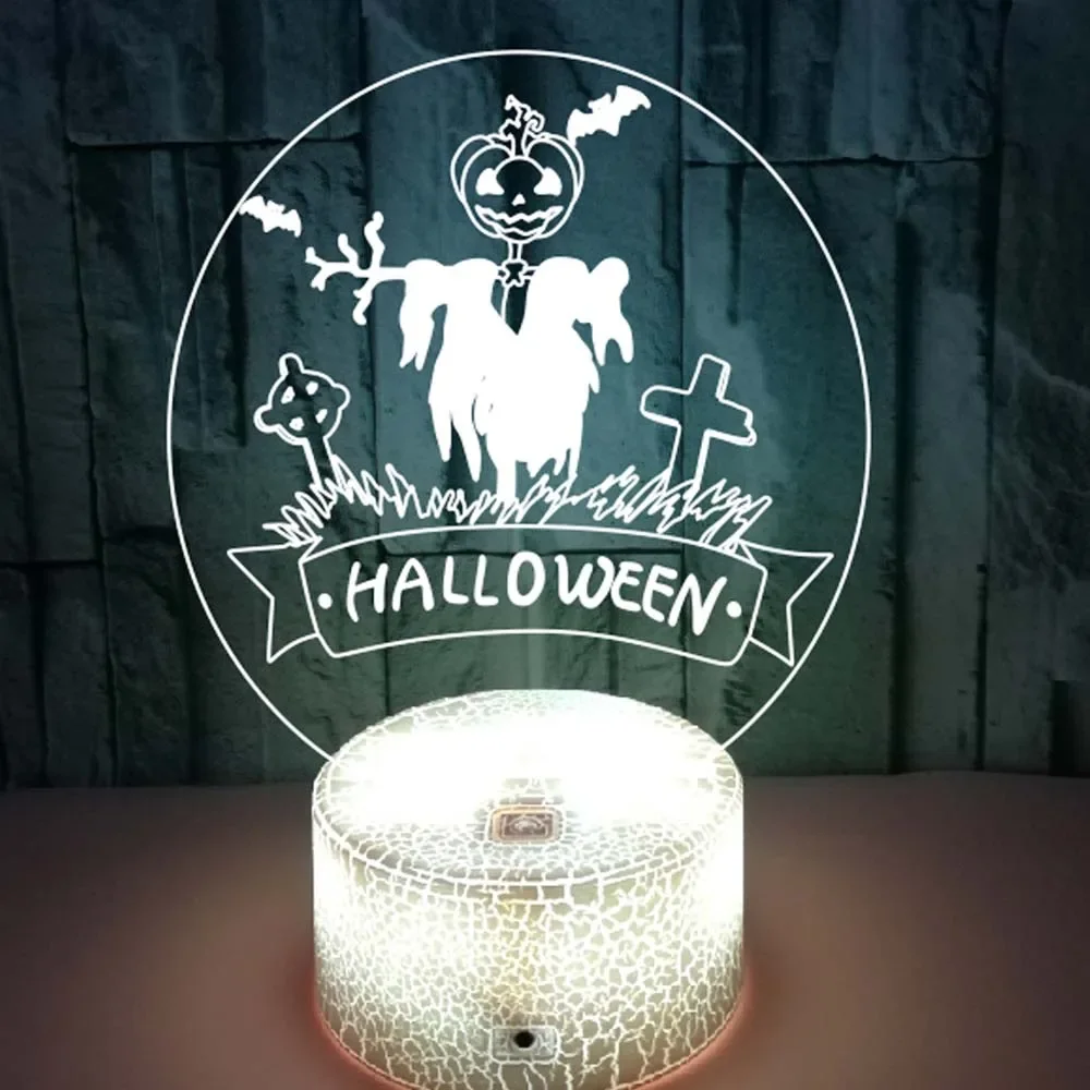 Pumpkin Ghost LED USB Night Light, 7 cores diferentes, abajur de cabeceira do quarto, presente decorativo para crianças de Halloween