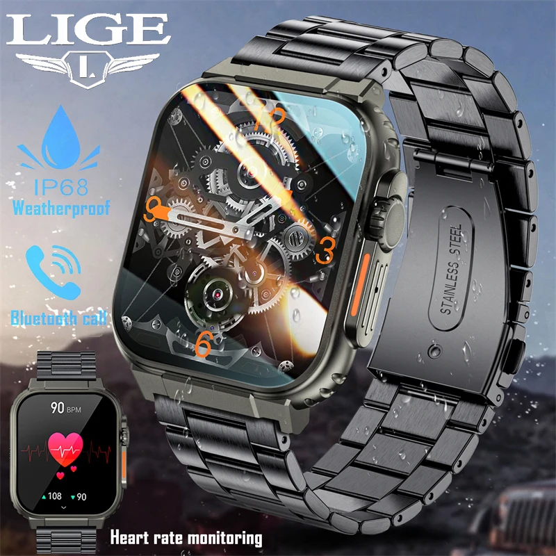 Lige Man Smart Watch 600Mah Grote Batterij 100 + Sport Fitness Tracker Bluetooth Call Music Smartwatch Ip68 Waterdichte Mannen Horloges