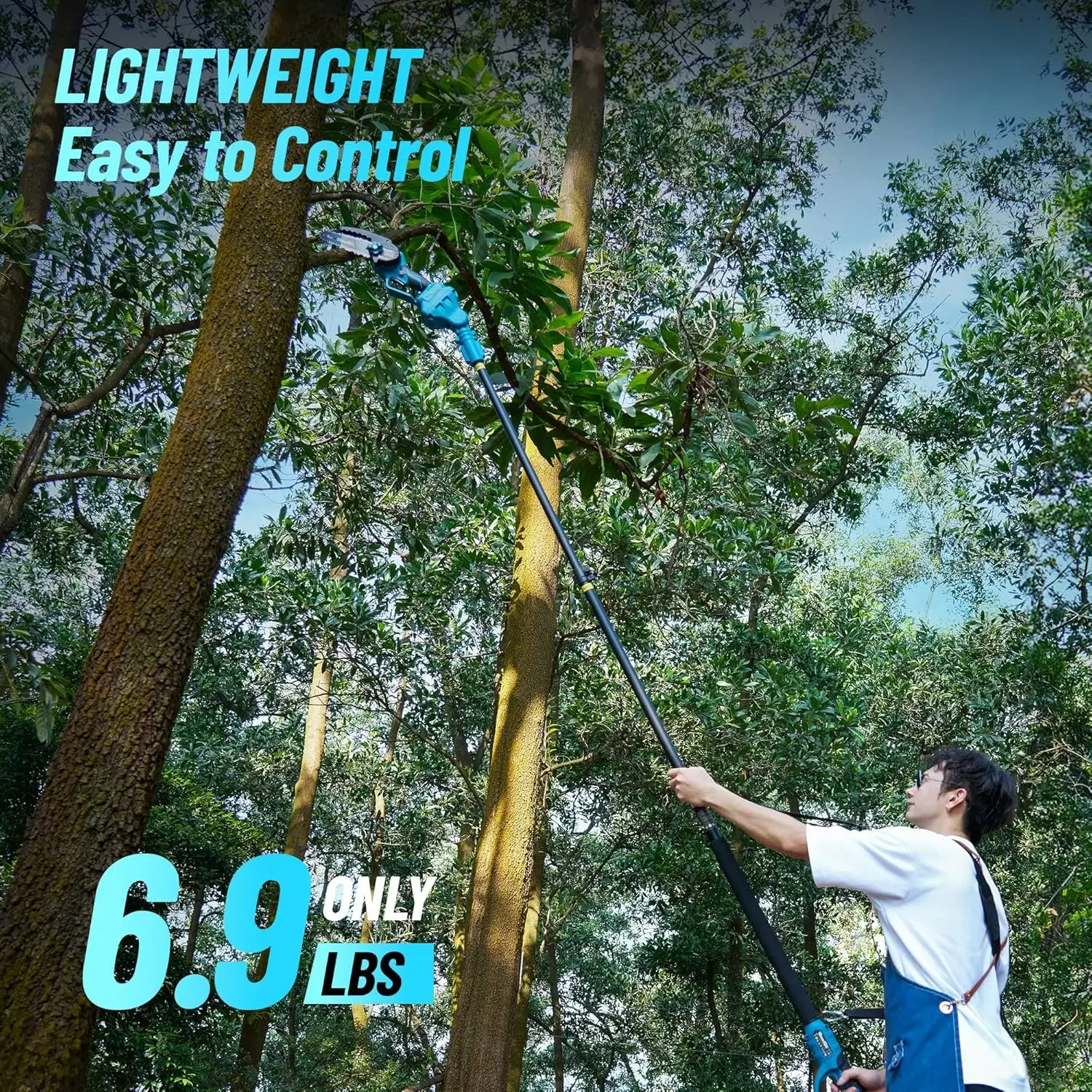 Seesii PS610 Cordless Pole Saw Mini Chainsaw 6-Inch Brushless  2-IN-1 Chain Saw 16-Foot MAX Reach Tree Saw for Wood Cutting