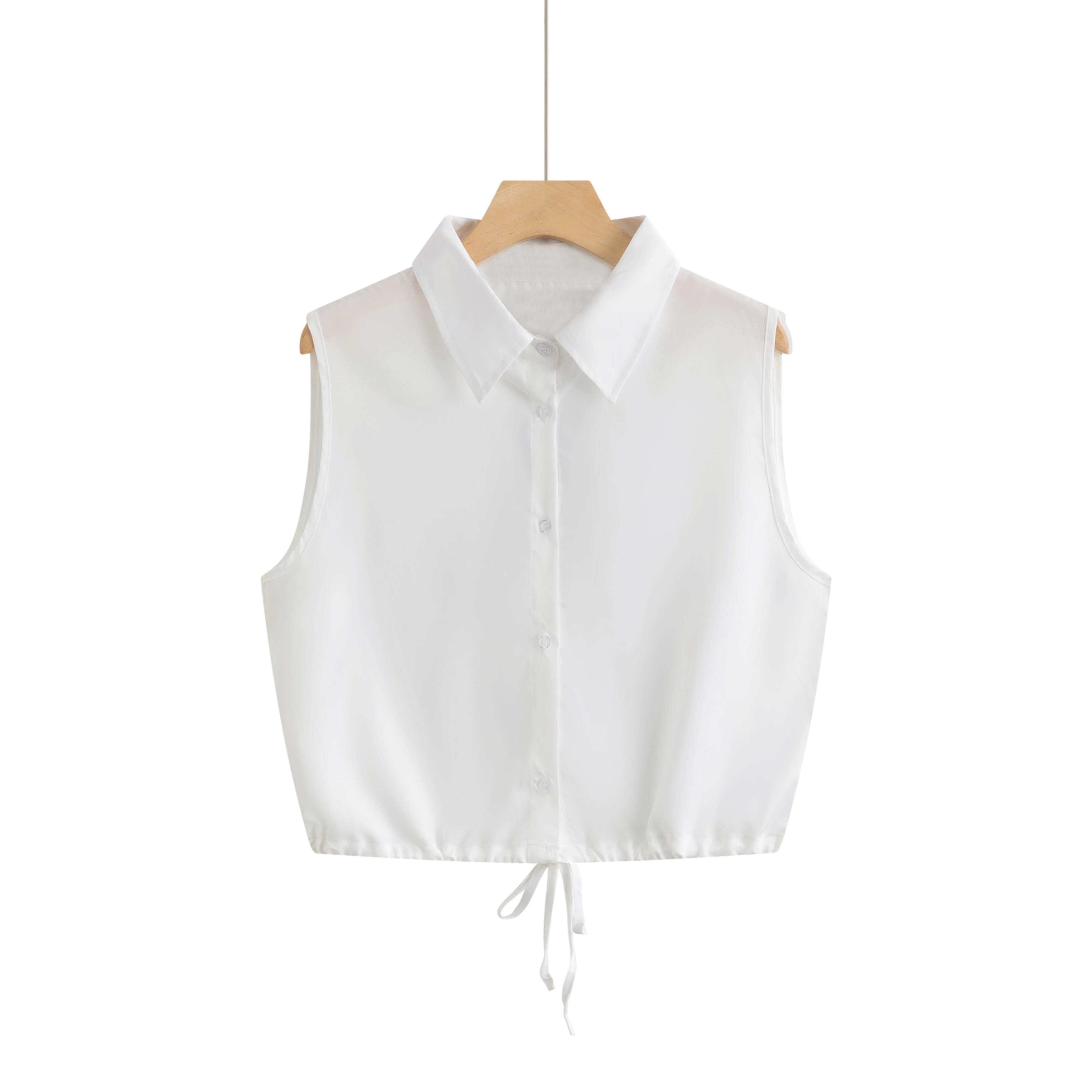 Manufacturer Wholesale High Quality Women White Sleeveless Shirt for Daily Wear in Summer