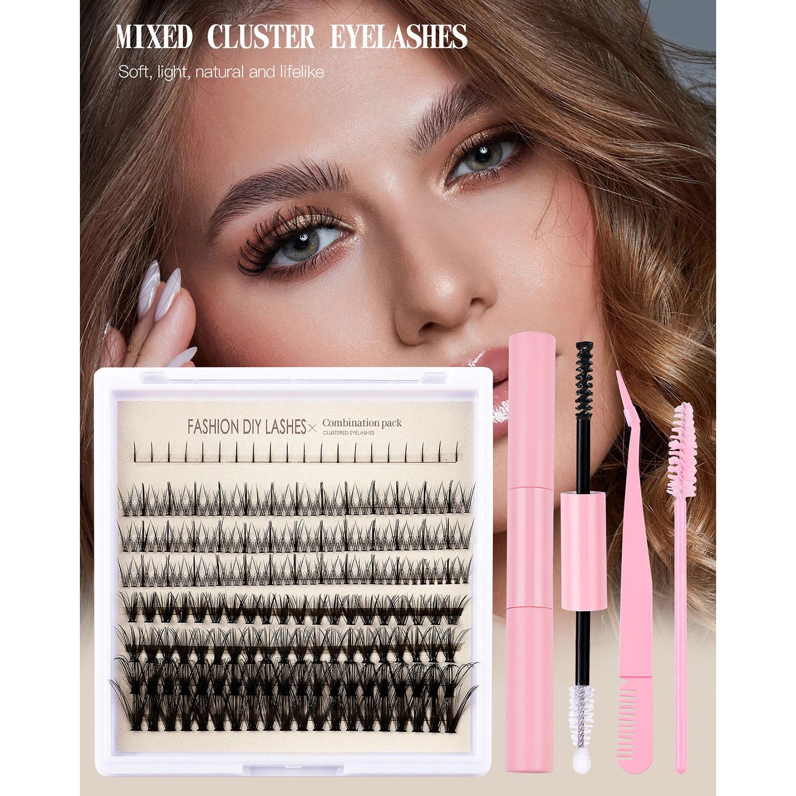 Eyelash Extension Kit Cluster Lashes with Lash  and Seal Lash Applicator Tool for Self Application at Home