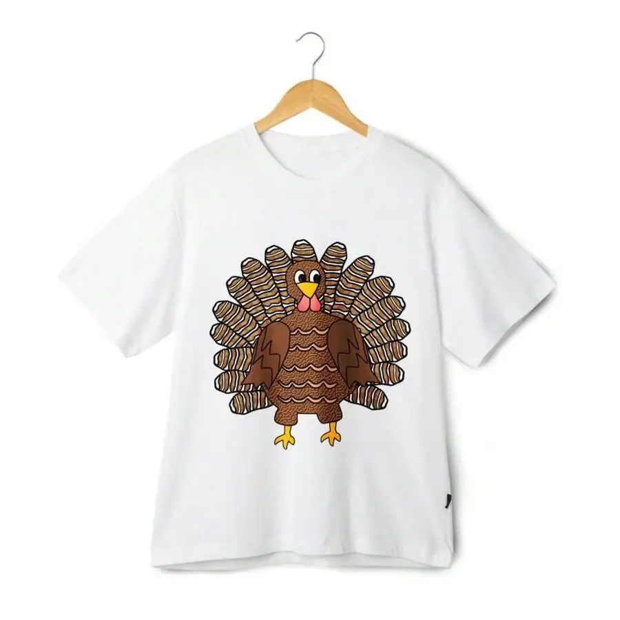 Thanksgiving Funny Turkey Unisex T-Shirt Cartoon N Holiday Graphic Tee 100% Cotton Trendy Y2K Short-Sleeve Tee-Soft, Quick-Drying, Moisture-Wicking; Ideal for Sports or Casual Wear; Great Gift for Christmas or Halloween