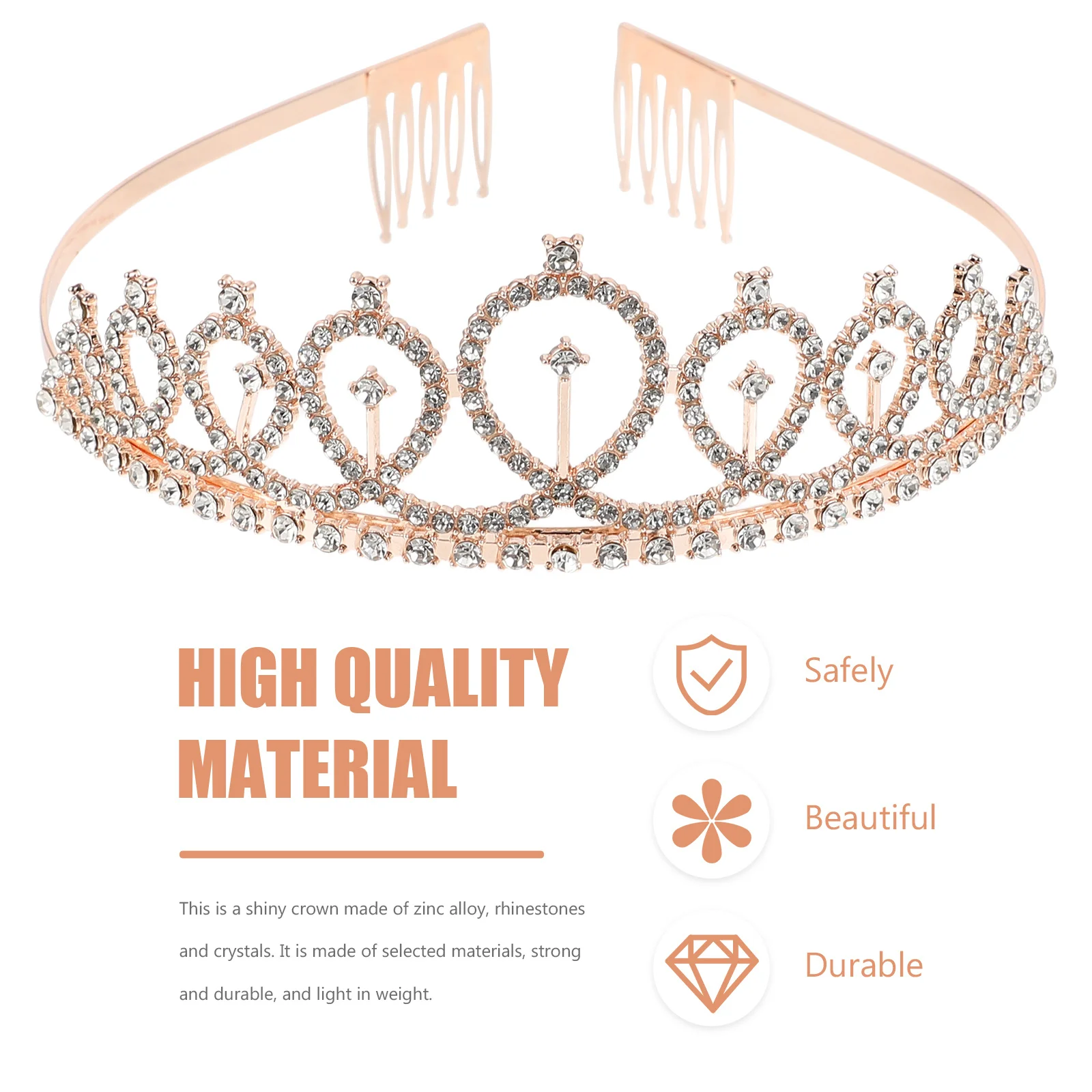 

Wedding Tiara Bride Crown Elegant Zinc Alloy Headdress Rhinestone Bridal Crown Decor for Wedding Photography Party