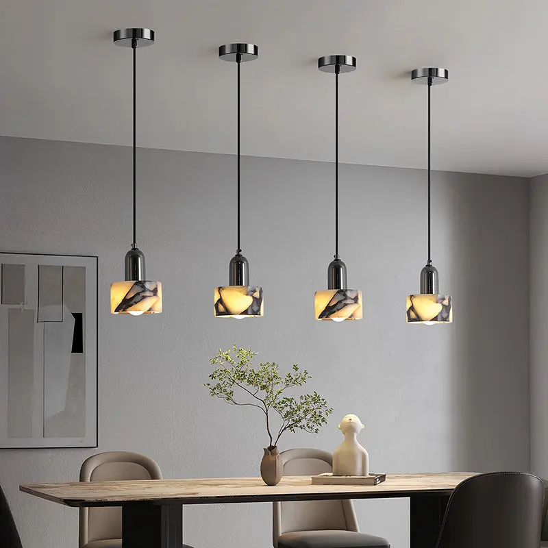 Natural Bulgari Stone Chandelier Bedroom Bedside Simple Dining Table Coffee Shop Bar Counter Lighting Fixture Indoor Room Decor