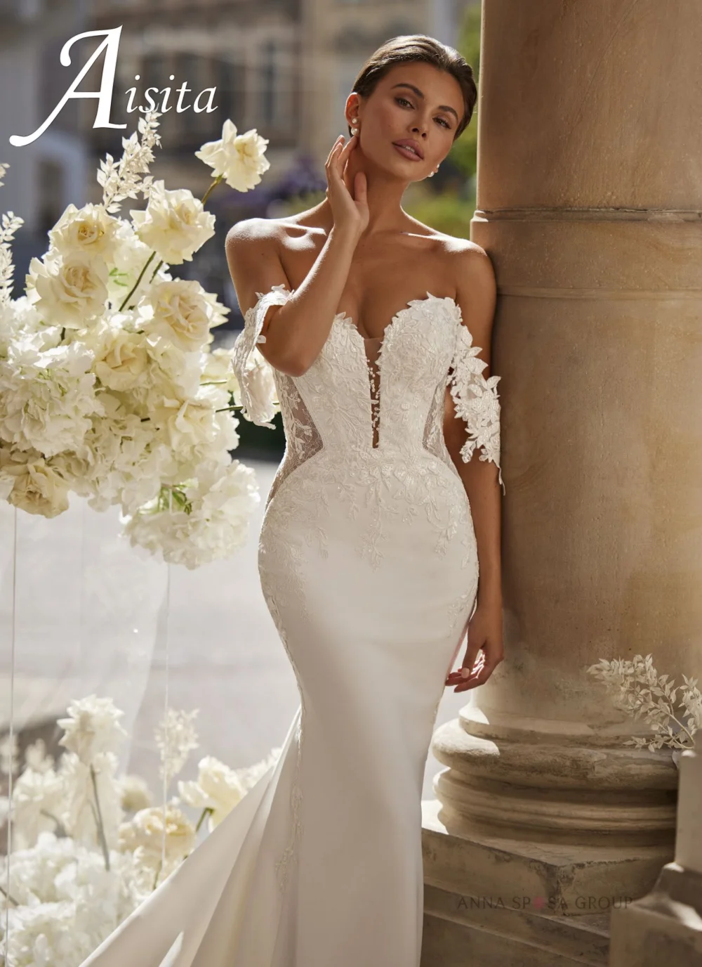 Maßgeschneidertes weißes, herzförmiges, exquisites Hochzeitskleid, rückenfrei, schulterfrei, 2025, Meerjungfrau-Brautkleid für Frauen, Vestidos De Noiva