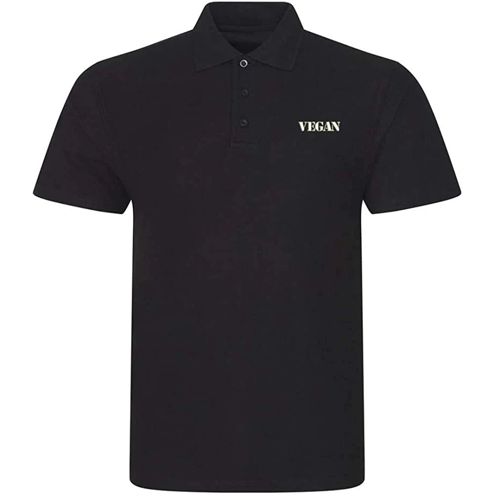 

Lyprerazy Men's Polo Shirt Vegan Vegetarian Embroidered Short Sleeve Polo-Shirt Embroidery Casual Golf Shirt