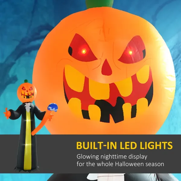 HOMCOM 10ft نفخ هالوين اليقطين رئيس شبح مع المطرقة، تفجير شاشة LED للحديقة داخلي في الهواء الطلق