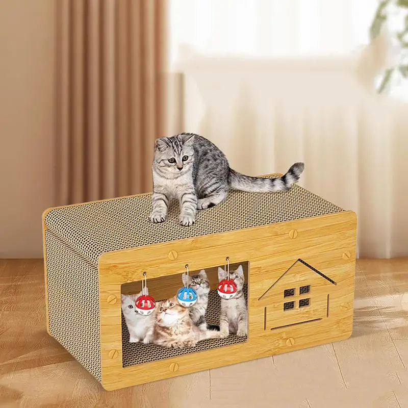 Cat Scratcher Box Heavy Duty Scratch Pad Cardboard Cat Scratcher Spacious Kitten Scratching Lounge Bed Sturdy Cat House And Cat