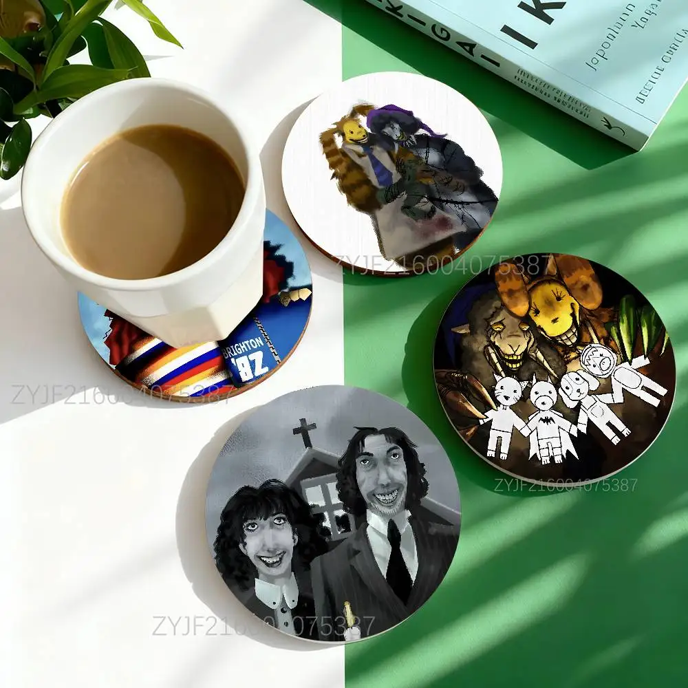 

The W-Walten Files Pattern Art Coasters Round Wooden Heat Resistant Non-Slip Home Decor Gift Multifunctional
