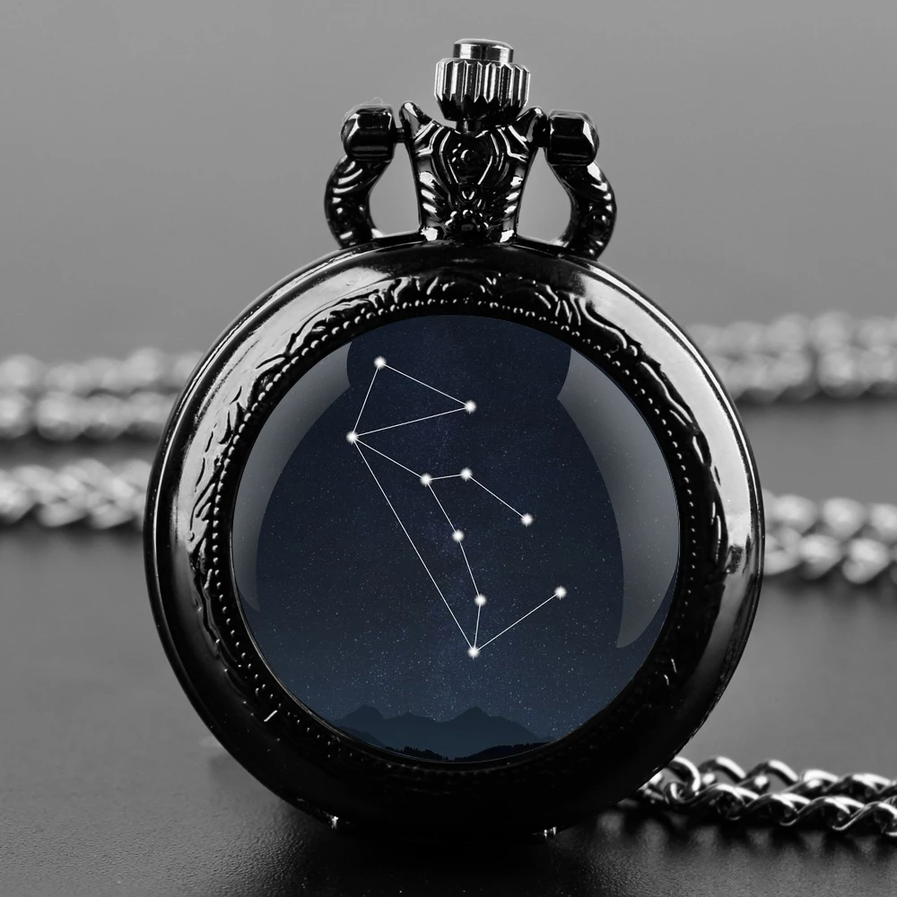 Romantic Lupus Constellation Vintage Quartz Pocket Chain Watch Necklace Watches For Men Women Unique Gifts Mens Pocket Watches