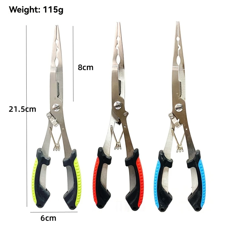 Multi-functional Fishing Pliers With Rope And Storage Bag 22cm Straight Handle Long-nose Fishing Line Scissors Fishing Tools
