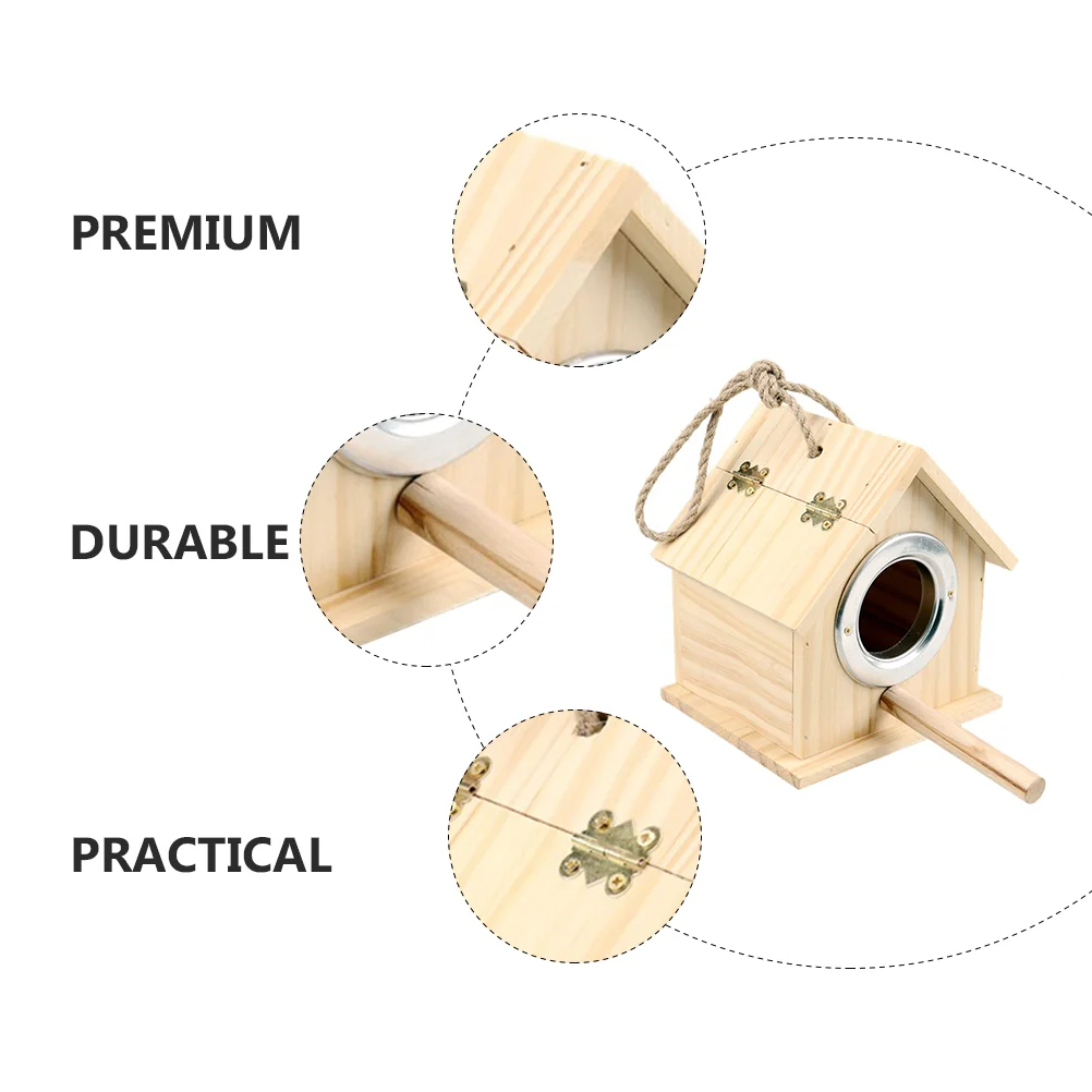 1Pc Parrot Breeding Box Wooden House Shaped Pet Nest Bird Incubation Accessory Wooden Parrot House Hanging Bird Nest