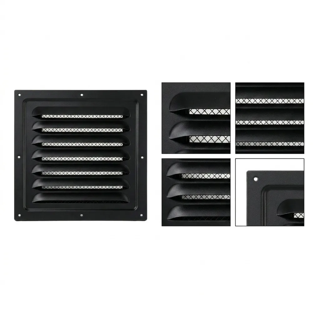 Metal Louver Vent for Exterior Application 25/30cm Black Rain Cover Grille Breathable Heat Dissipation Air Circulation