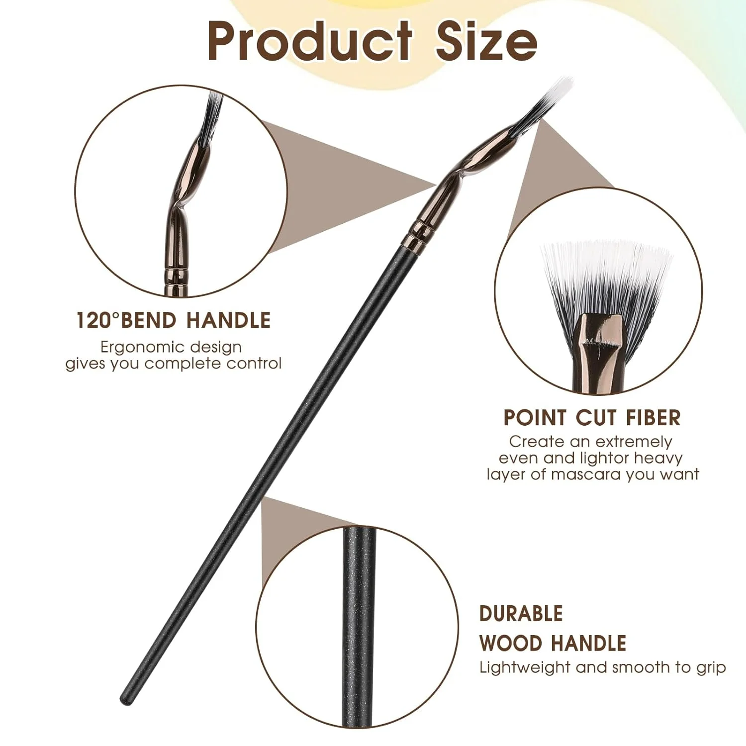 Pinceaux coudés polyvalents et élégants en forme d'éventail offrant des looks parfaits des cils et des sourcils – Idéal pour les maquilleurs professionnels et