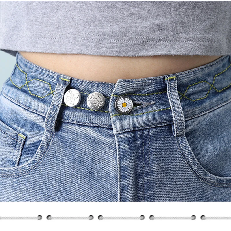 3 Pcs/Set Snap Fastener Botões De Metal Jeans Cintura Botões Perfeito Ajuste Auto Livre Prego Torção Sem Costura Botões De Costura