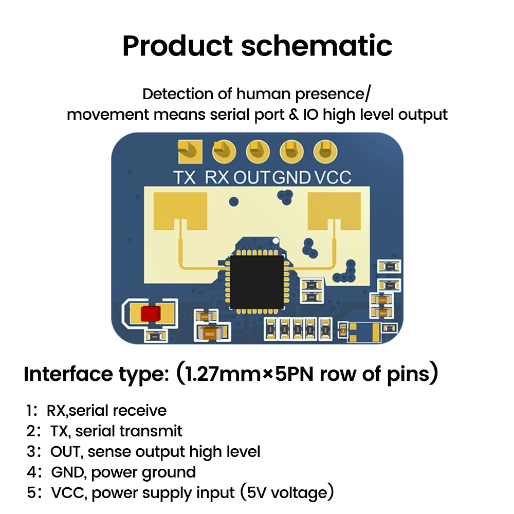 HLK-LD2410C DC5V 24G Human Presence Sensor Supports BT Function App Radar Sensing Module FMCW Millimeter Wave Motion Detection