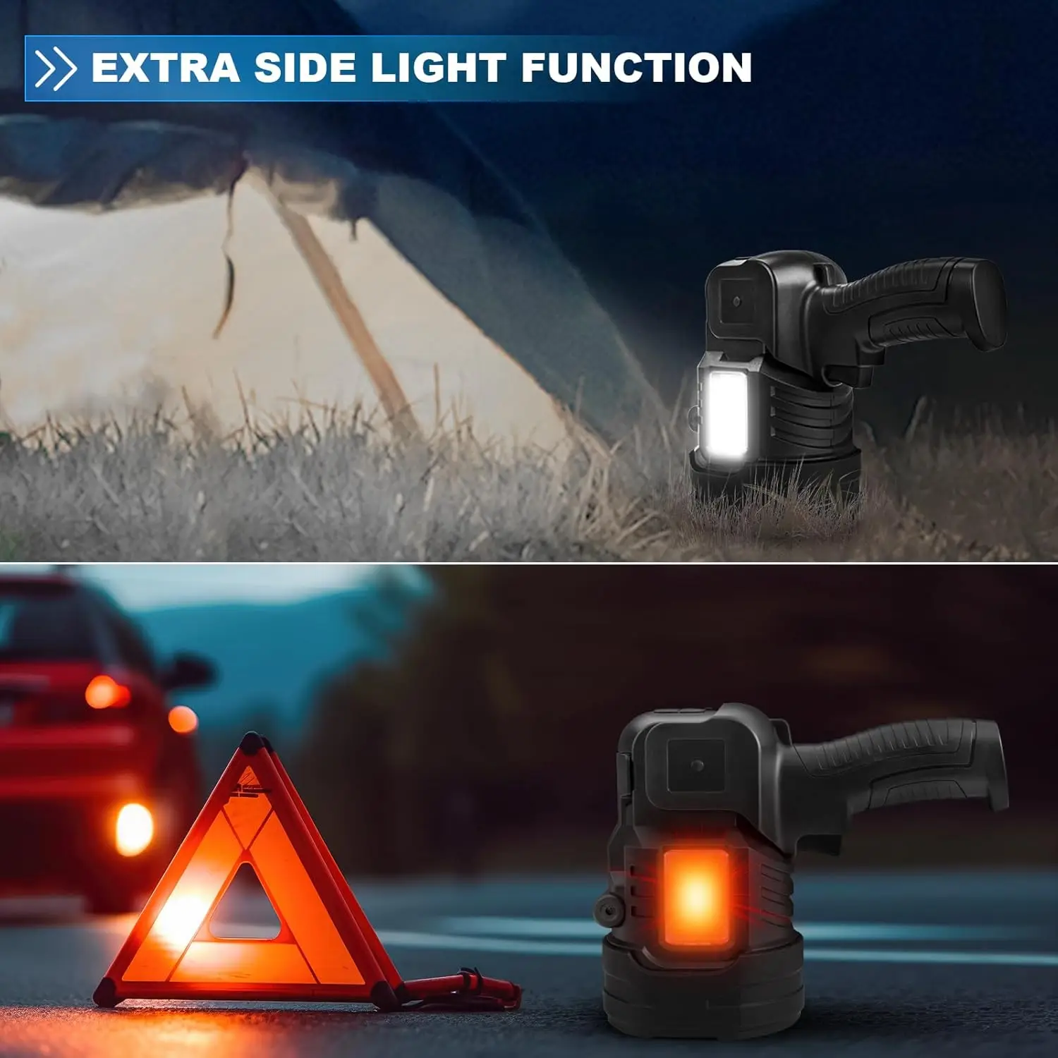 مصباح يدوي كشاف 90,000 لومن قابل لإعادة الشحن، مصباح LED خارجي USB-C للصيد والتخييم والقوارب