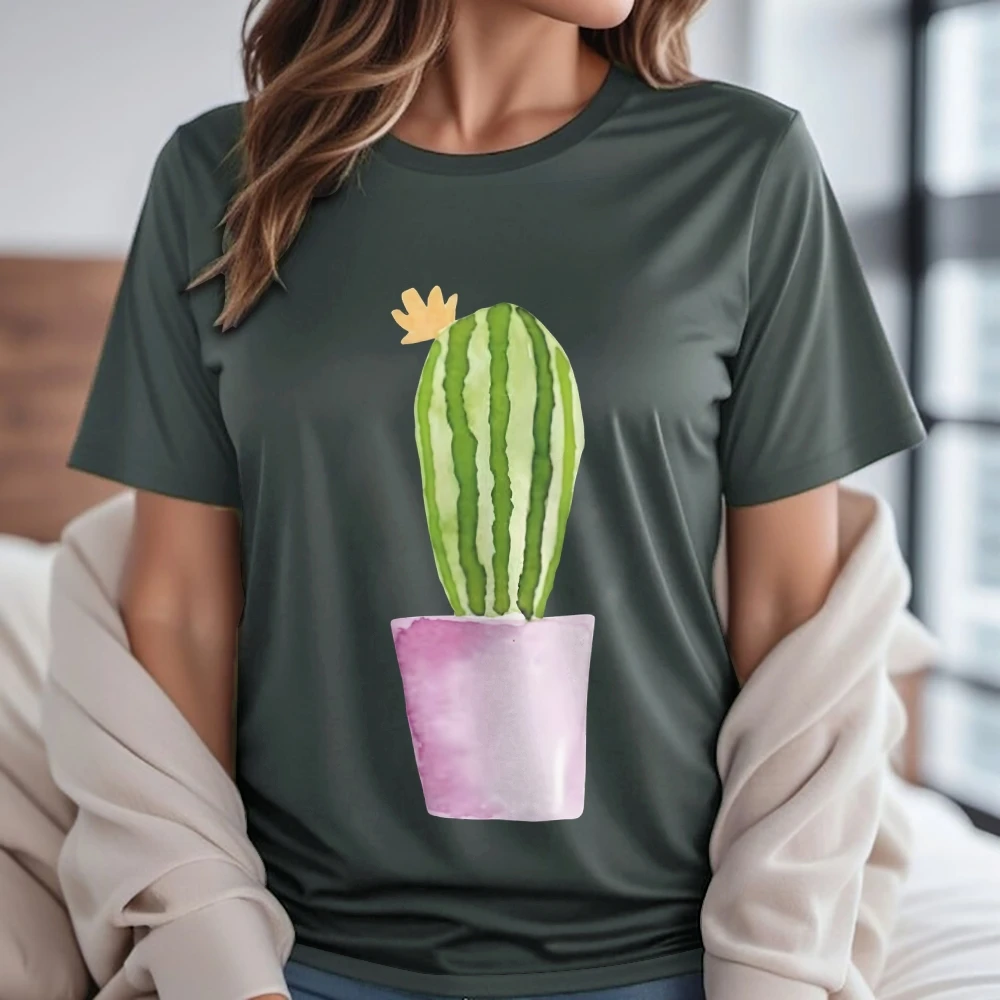 Y2k Kaktus-Druck, übergroßes T-Shirt für Damen, 2022, neues Baumwoll-T-Shirt, Wüstengrafik-Top, Sommer, lässiger Boho-Stil