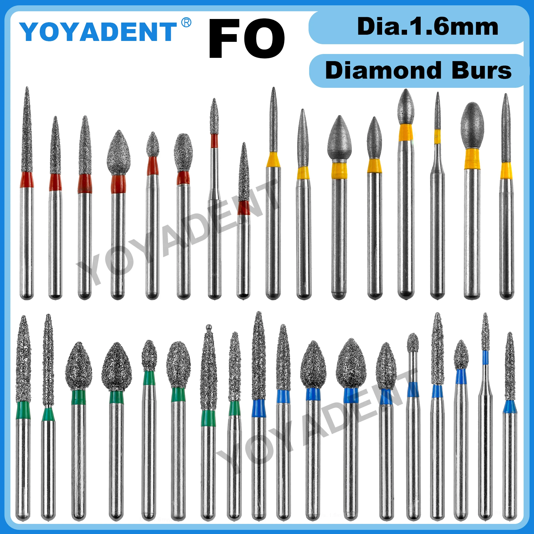 

FO Type Dental Diamond Burs Dentistry Strawberries Dental Bur for High Speed Handpiece FG Burs1.6mm 10pcs/Pack Dentist Tools