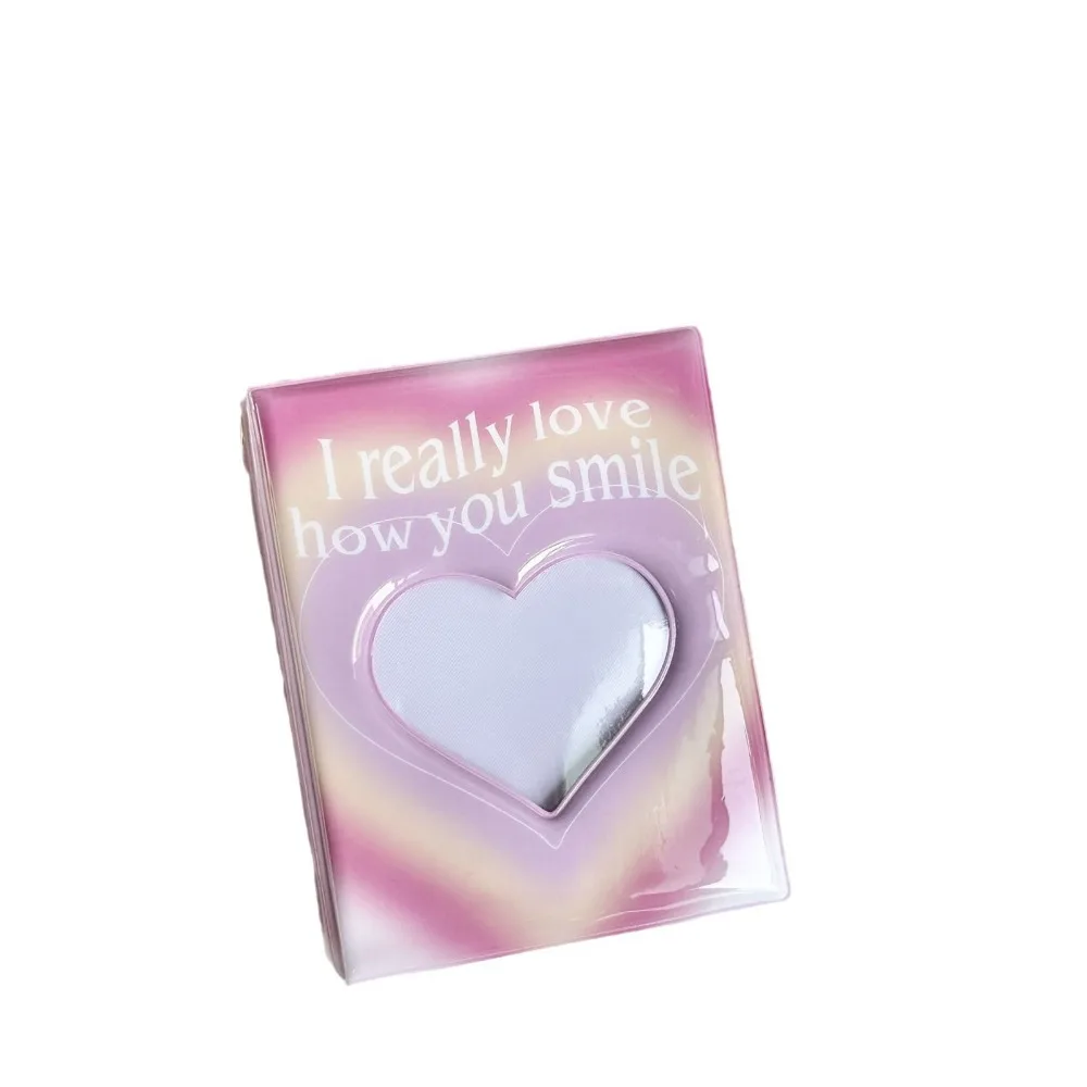 2025 المتفجرة الأصلية Ins نمط أسود وردي خافت الحب التدرج 3 "بولي كلوريد الفينيل لوحة واحدة بولارويد مروحة ألبوم بطاقة صغيرة كتاب