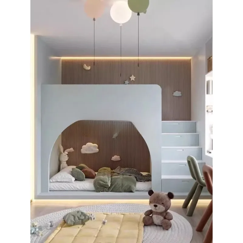 

Boys and Girls Solid Wood Hotel Children's Multifunctional Storage High and Low Beds