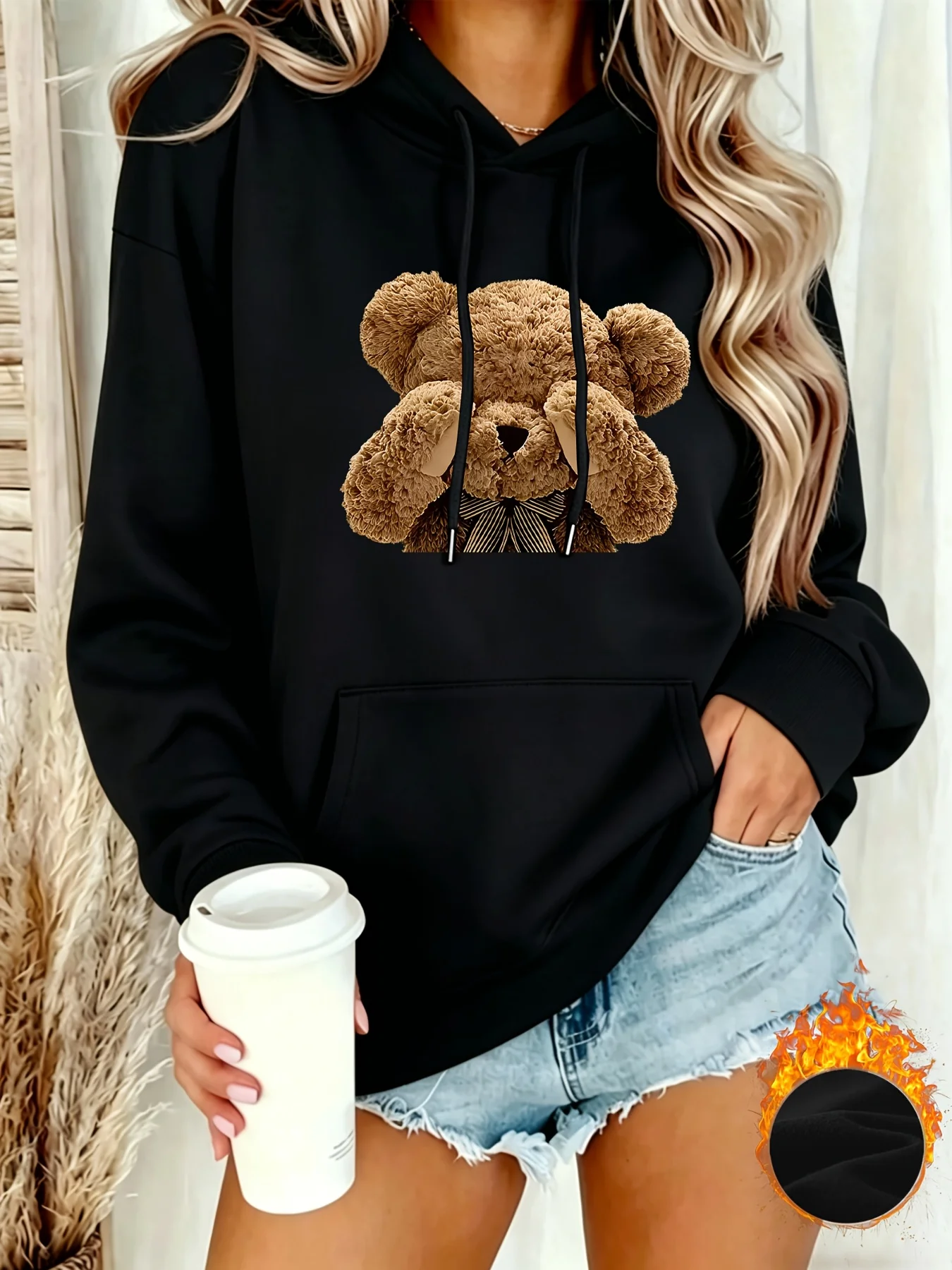 Women'S Stylish Hooded Drawstring Sweatshirt for Autumn And Winter, Featuring Printed Designs, Suitable for The Colder Seasons, Women'S Apparel