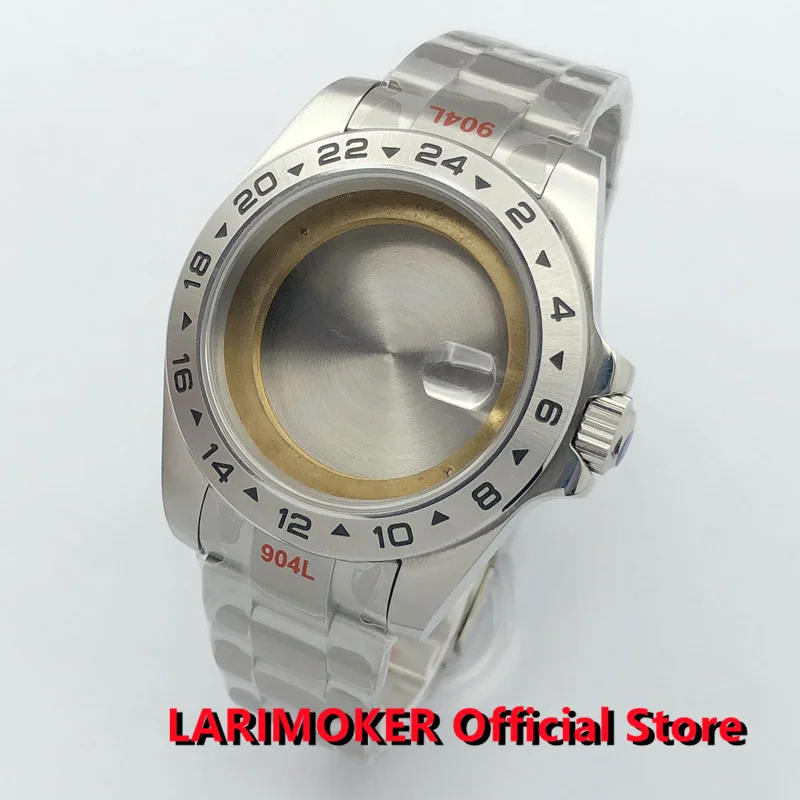 LARIMOKER 43mm Explorer 2 Look Bracelet Case Sapphire Glass fit ETA 2836 3804 Miyota 8215 series DG 2813 NH35 Movement