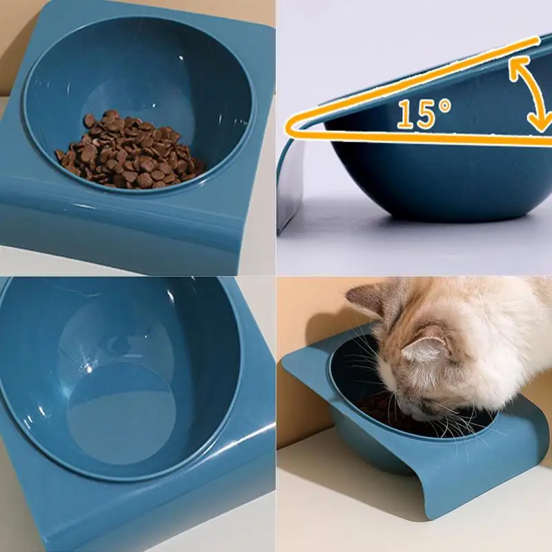 Cat Bowl Anti Vomiting 15 Degree Tilted Bowl Pet Supplies Mess Free Anti-Slip Stress Free Ergonomic Cat Bowls For Dogs And Cats