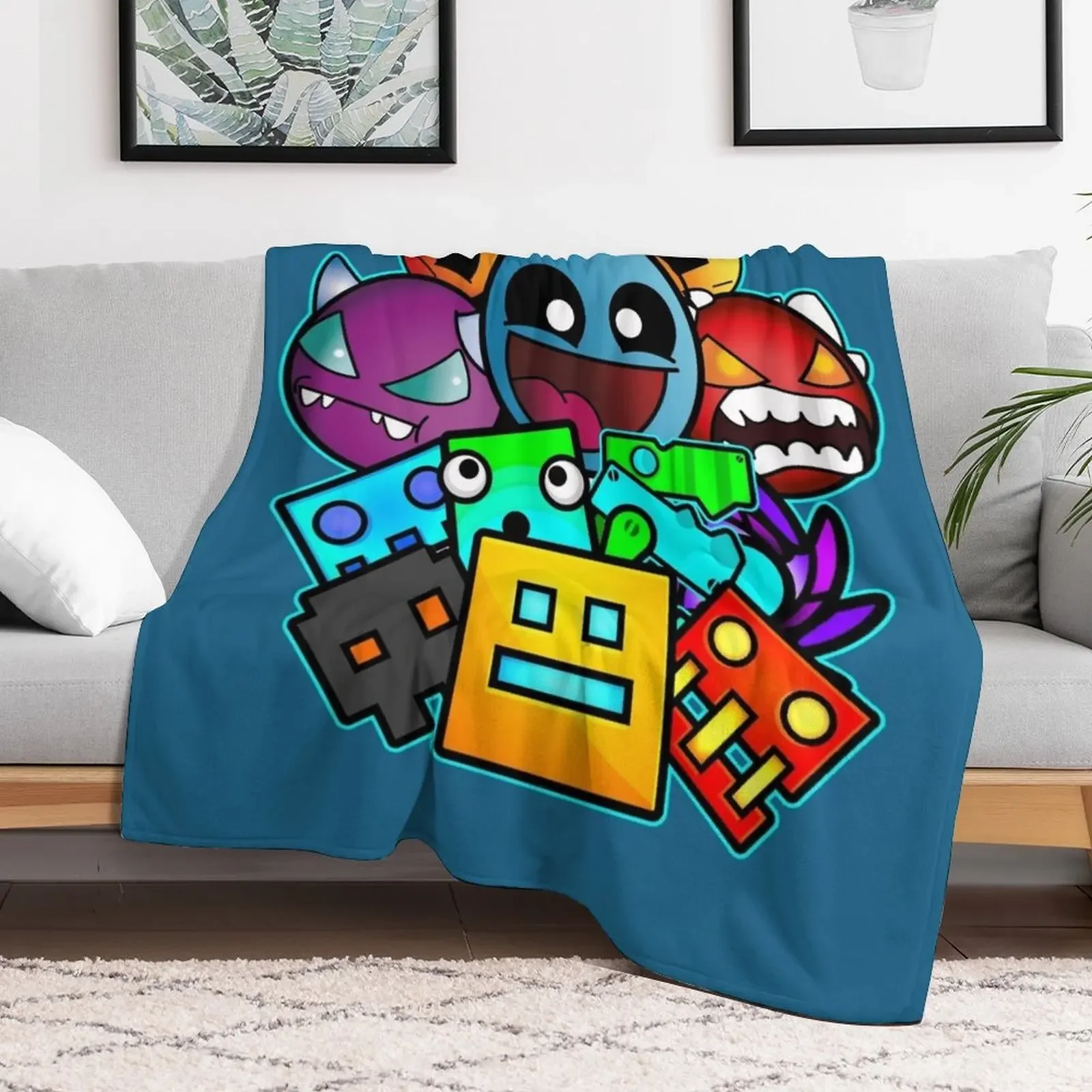 geometry dash old school gaming Throw Blanket Giant Sofa blankets ands Blankets