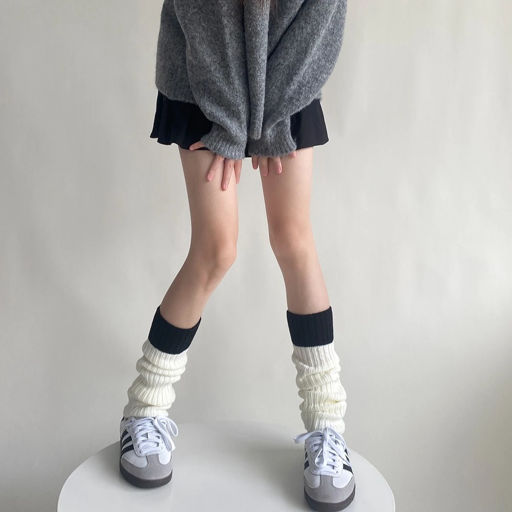 2025 New Hot-selling Spring and Autumn Contrast Color Stitching Leg Cover Simple and Versatile Multi-color Warm Socks