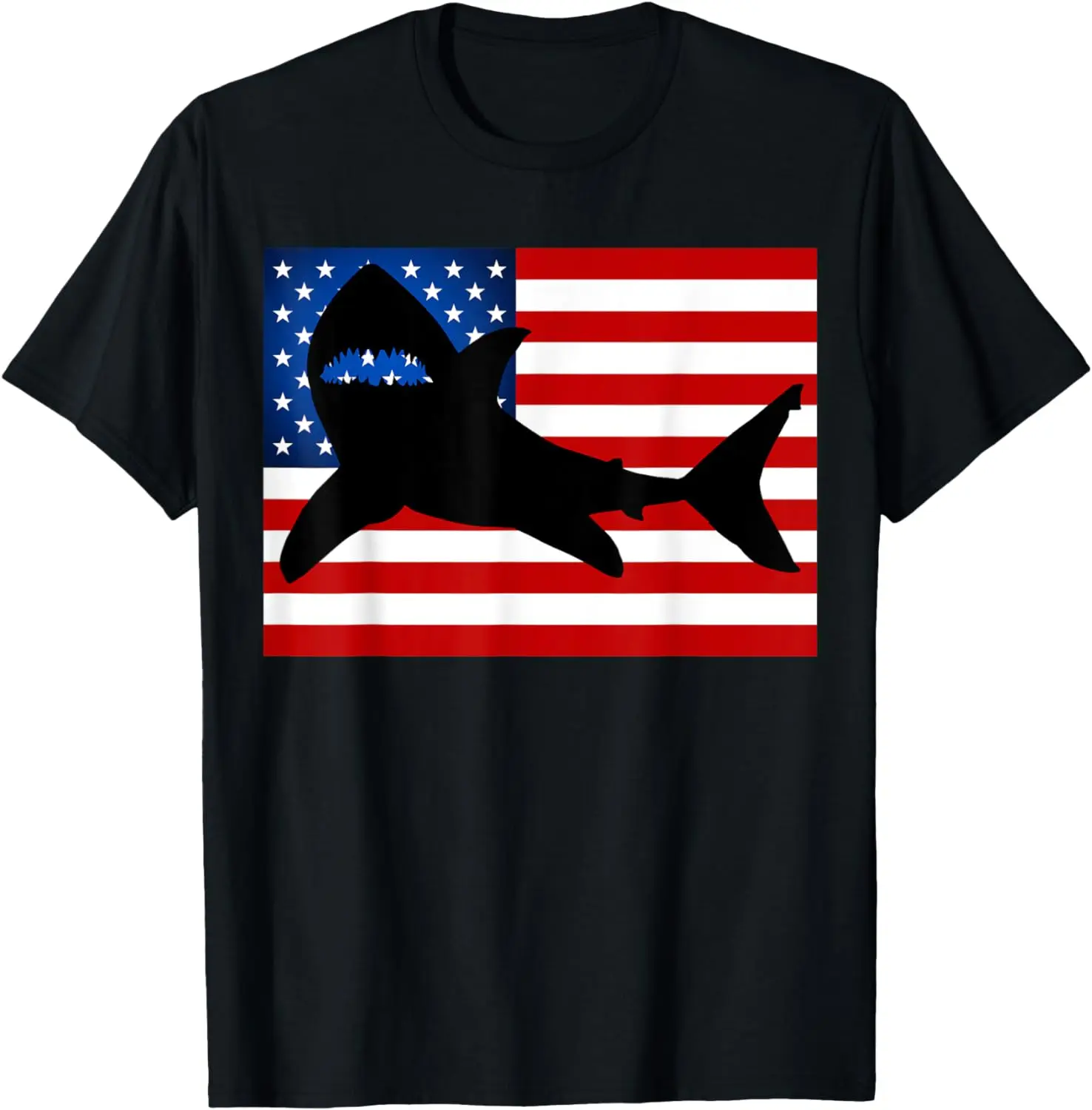 

Great White Shark Patriotic USA Flag - Shark T-Shirt