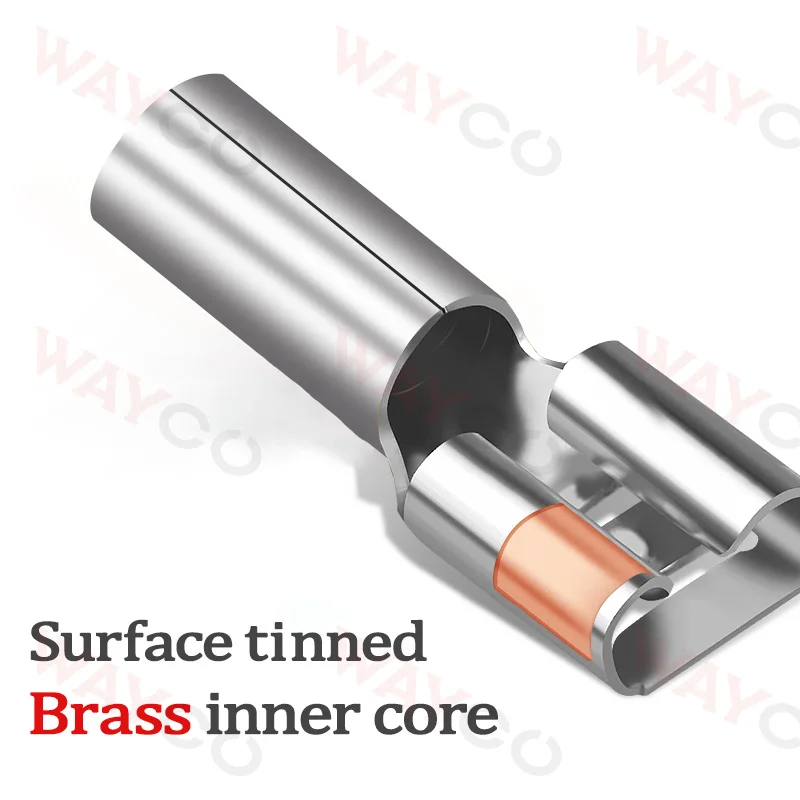 50PCS 6.3mm Spade Crimp Terminals Electrical Wire Connectors Faston Insulated Female For Quick Connection Cables Splice Plugs