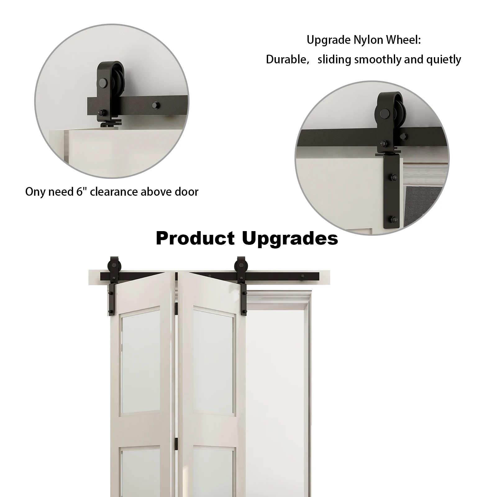 Imagem -05 - Ccjh-bi-folding Deslizante Celeiro Porta Hardware Kit Heavy Duty Roller Track Kit para Portas Suavemente Silencioso Fácil de Instalar sem Porta