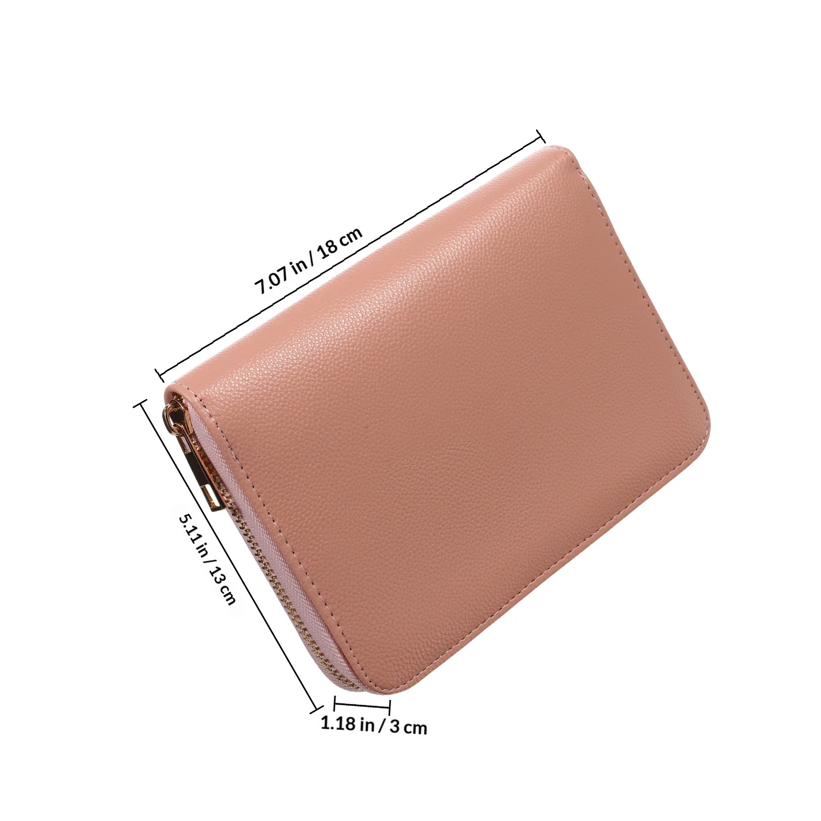 Pink PU Budget Wallet with Zipper Spacious Cash Card Holder Organizer for Women Finance Management Daily Travel Essential