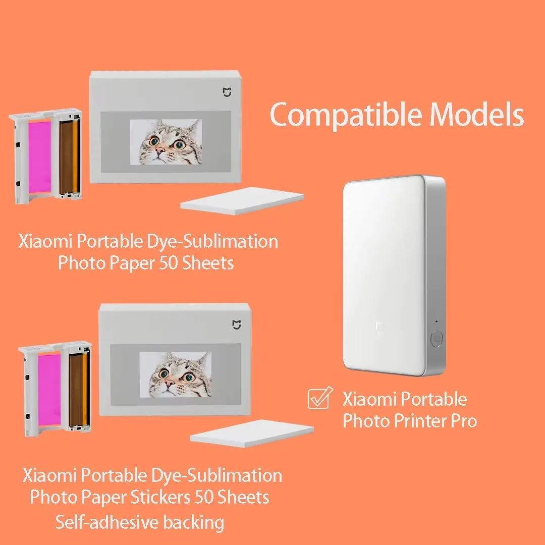 Xiaomi Portable Dye-Sublimation Photo Paper/Stickers 50 Sheets Original zink Mijia Pocket Printer Self-adhesive Photo Paper