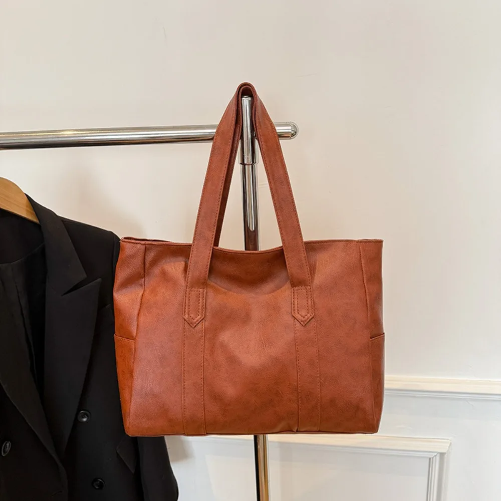 Casual Minimalist Women's Shoulder Bag Light Luxury Solid Color Commuting Handbag Elegant PU Large Capacity Bag Daily Use