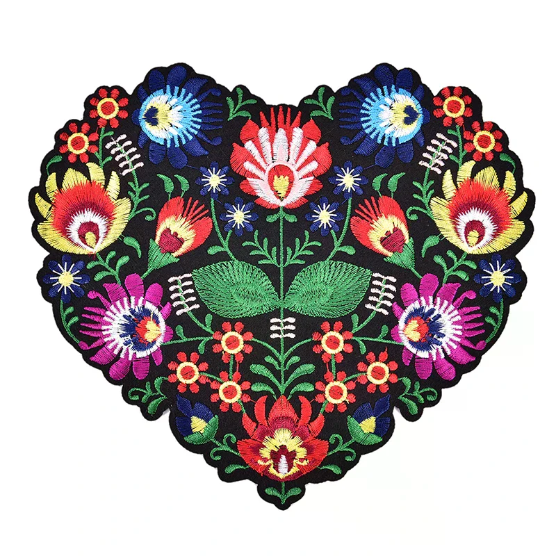 

1Pc Heart Shape Flower Embroidery Applique Patches for Clothing Iron on Applique