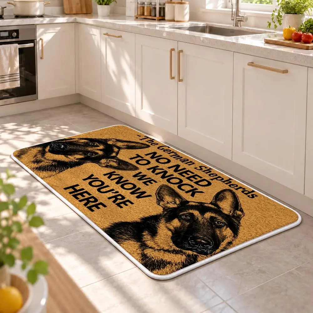 German Shepherd Portrait Floor Mat Premium Flannel Bath Mat Anti-slip Cloud Feel Rug Durable Machine Washable Floor Carpet